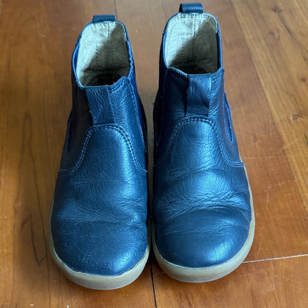 Boys navy Old Soles leather slip-ons; size 28 (US 11).